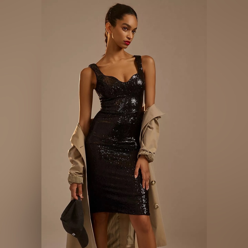 NWT Dress The Population sequined Sloane dress in black. NYE stunner!